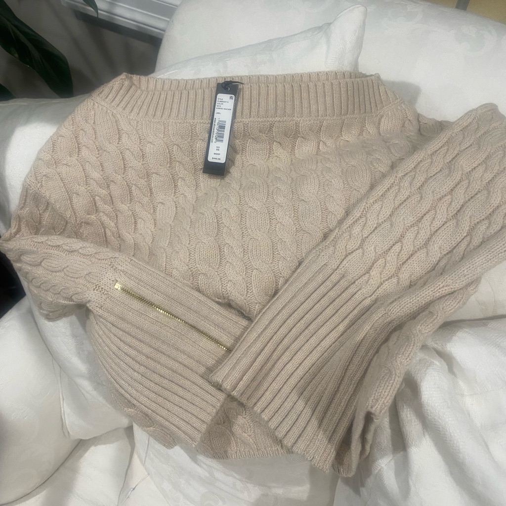 Alice + Olivia Cable Knit Sweater In Cream